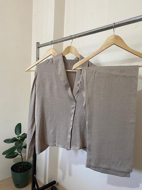 Cupro Bej Pijama Takımı