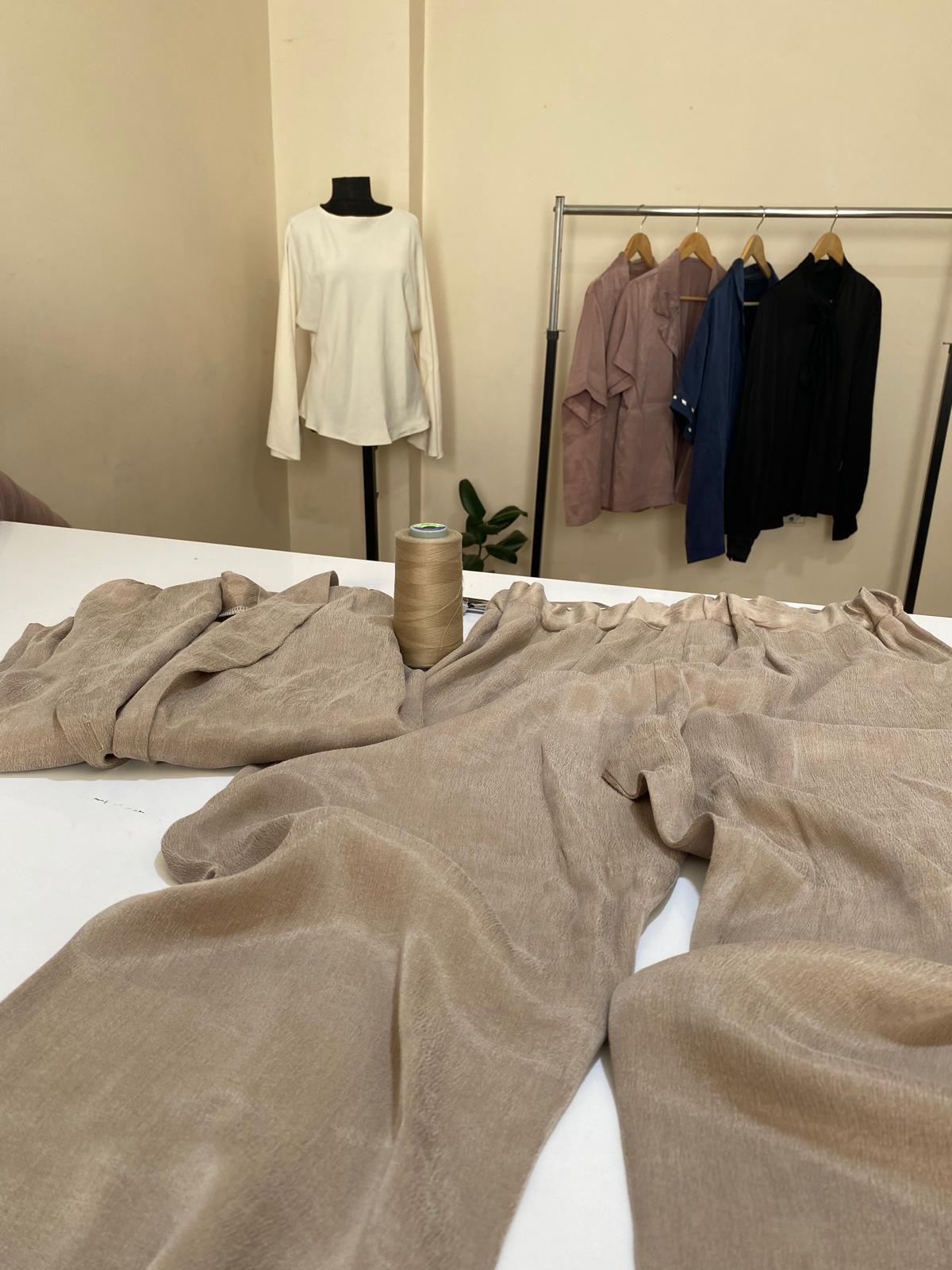 Cupro Bej Pijama Takımı